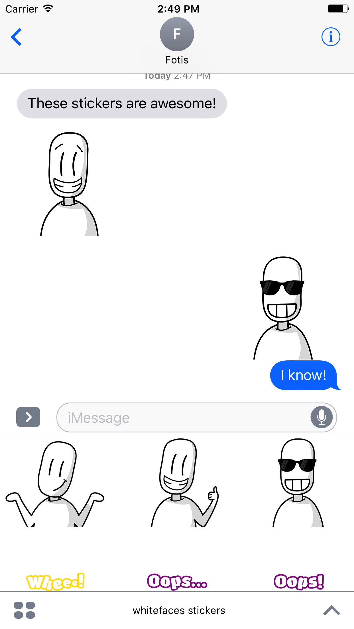 Stickers iPhone screenshot